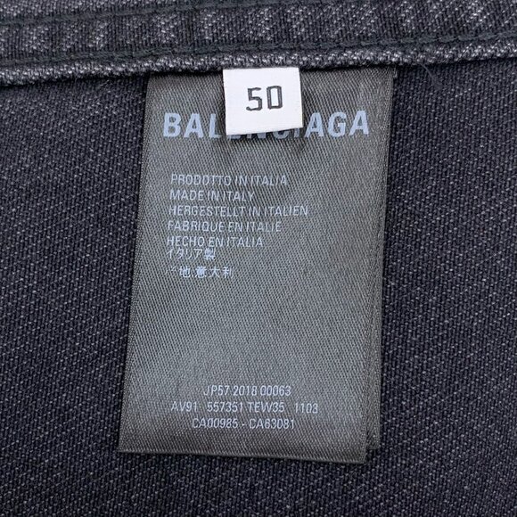Balenciaga Black Cotton-Blend Denim Jacket Single-Breasted Long Sleeves Lapel Co - Picture 7 of 10